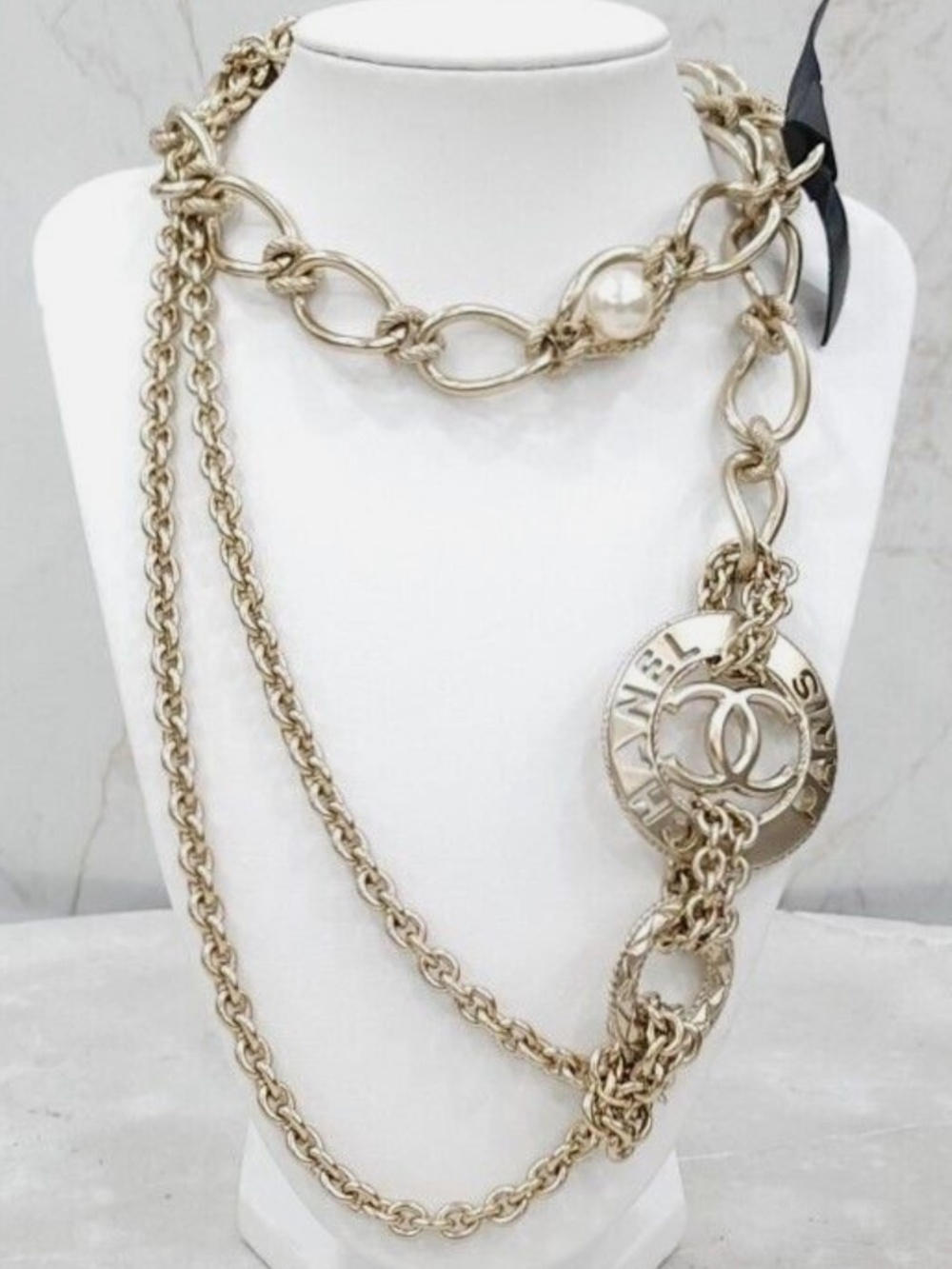 Authentic Chanel 2015 fall collection chain medallion necklace.